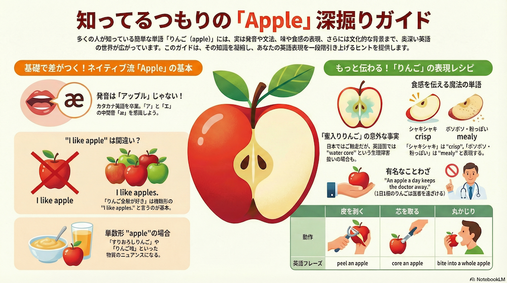 英語 りんごの深掘りガイド インフォグラフィック