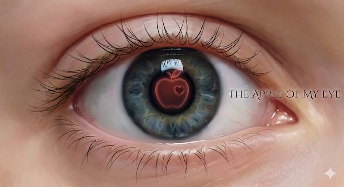 Eye with apple and heart. (JP) リンゴとハートが映る瞳。