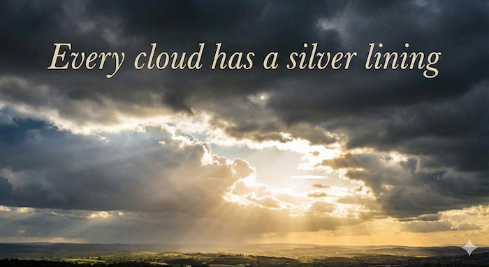 Dramatic landscape of a silver lining in storm clouds.