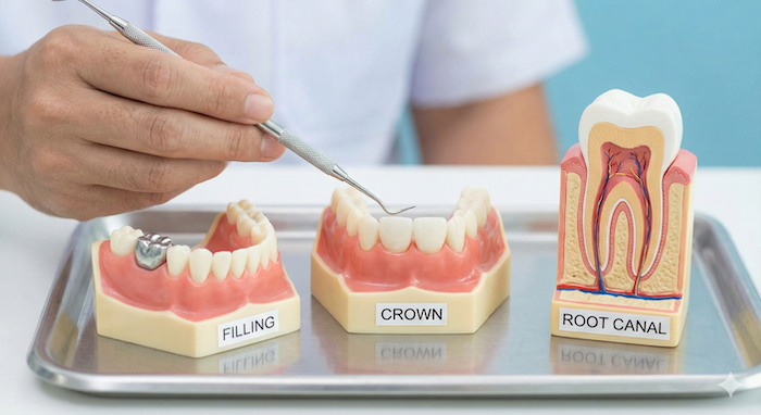 Dental models for filling, crown, root canal / 詰め物、被せ物、根管治療の歯科模型