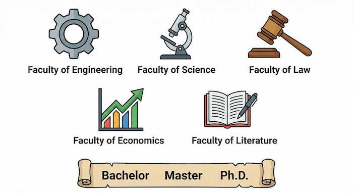 学部・学科・学位の英語表記 代替テキスト(English):Academic Degrees and Faculties in English