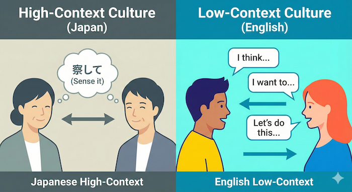 High vs. Low Context Culture. / インフォグラフィック：高文脈文化と低文脈文化。