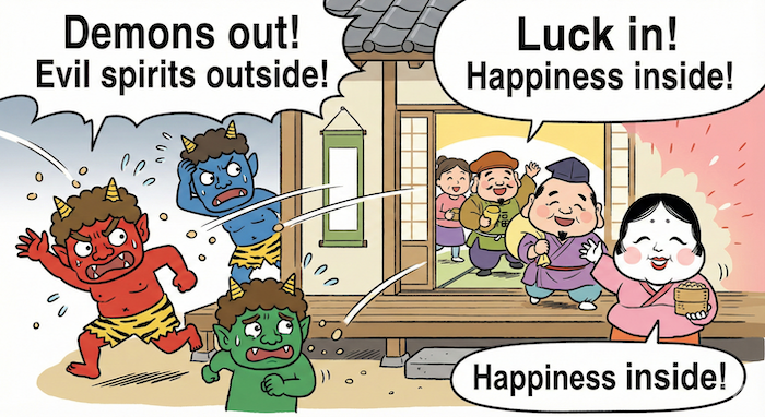 鬼は外、福は内 イラスト