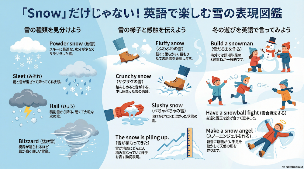 英語で楽しむ雪の英語表現 インフォグラフィック