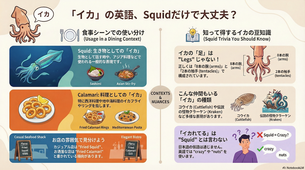 イカの英語 インフォグラフィック
