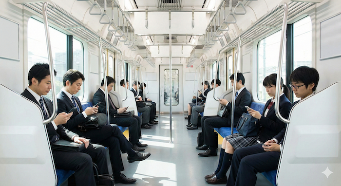 Commuters taking a train / 電車で通勤する人々