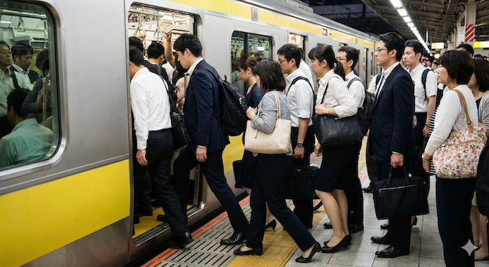 Passengers getting on a train / 電車に乗り込む乗客