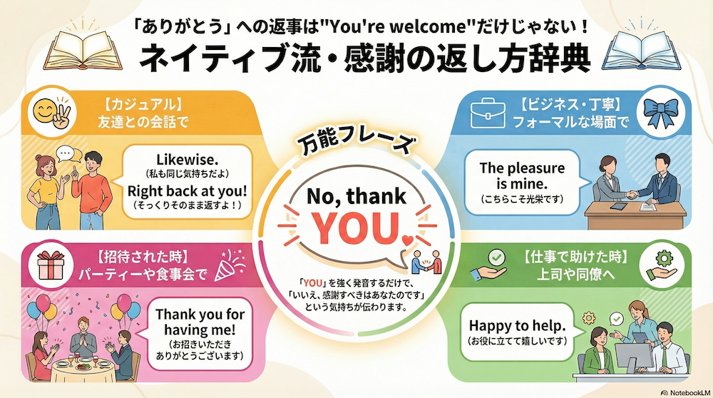 英語で「こちらこそありがとう」 インフォグラフィック