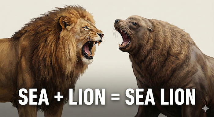 Roaring lion and sea lion comparison. (咆哮するライオンとトドの比較)