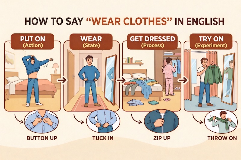 「服を着る」はput on?wear?ネイティブが使い分ける「動作」と「状態」の違い | TANZAM辞書